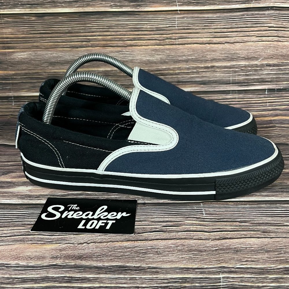 Converse You Men's Custom Navy Blue Black Slip On Shoes